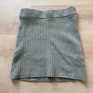 Abercrombie & Fitch Ribbed Knit Skirt in Sage Green
